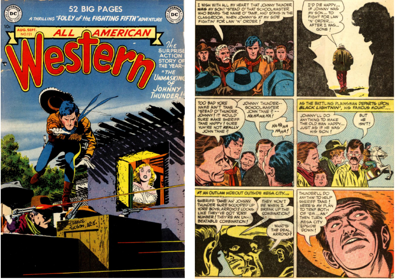 Barry arbetade (som tuschare) tillsammans med Kanigher och Toth på denna Johnny Thunder-berättelse ur All American Western 121 från aug/sep 1952
