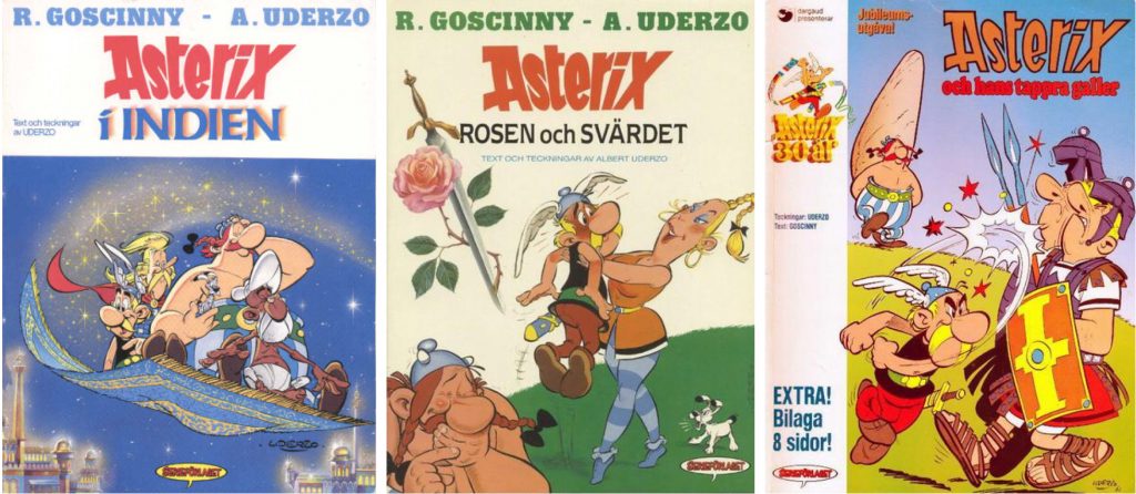 Asterix från 1987 och 1991, och en nytryckning 1989 av ©Serieförlaget
