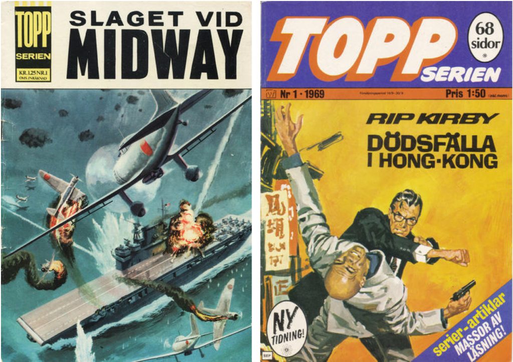 Toppserien nr 1 (1964) och tredje editionens nr 1 (1969) från ©Williams Förlag