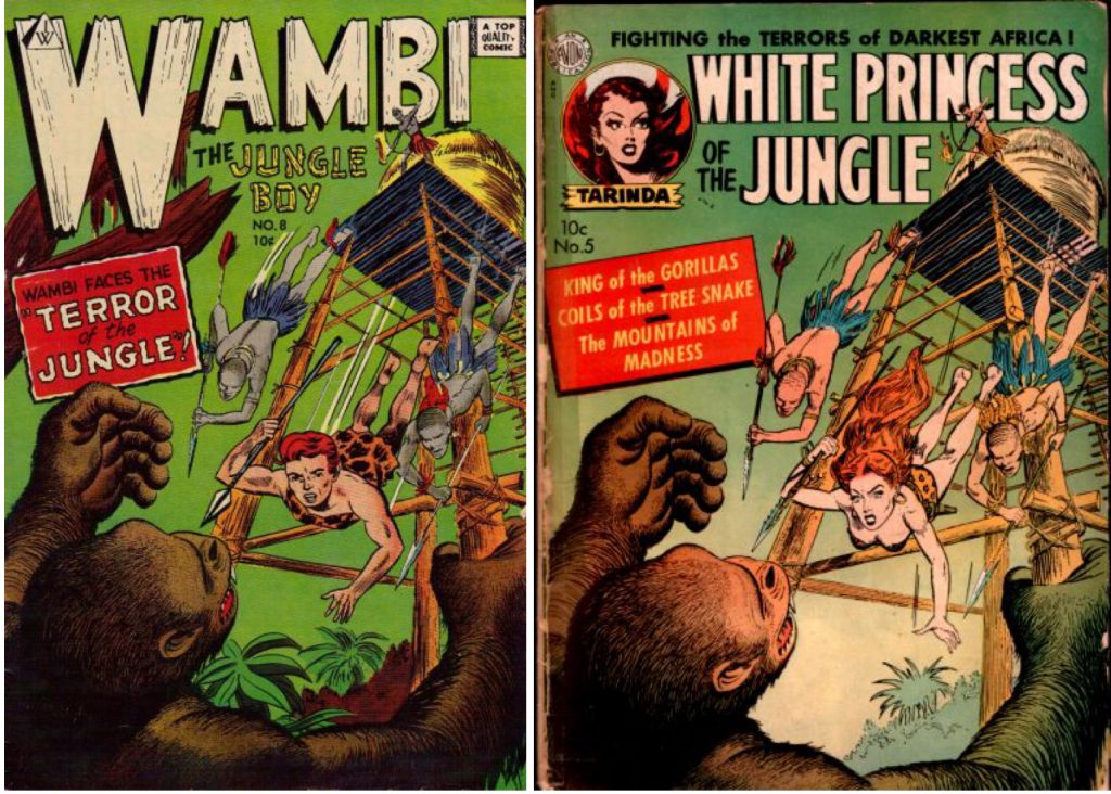 Wambi #8 innehöll reprismaterial. Intressant var att omslaget ursprungligen avsåg hjältinnan Tarinda, men tecknats om för att visa Wambi