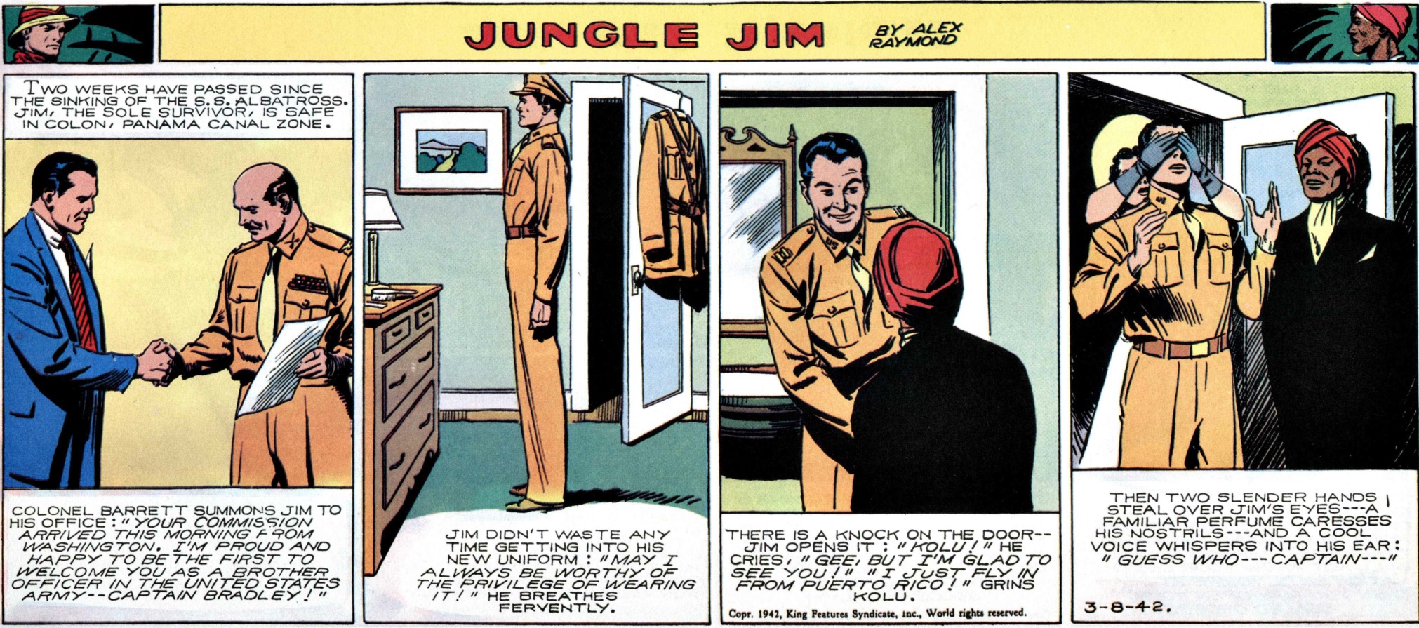 Den 8 mars 1942 blir Jungle Jim arméofficerare.