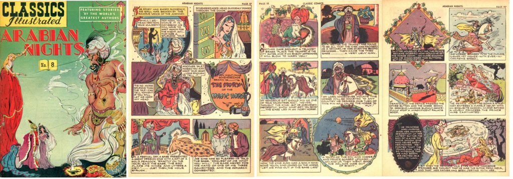 Omslag och inledande sidor till The Story of the Magic Horse ur Classics Illustrated #8 från september 1948. ©Gilberton