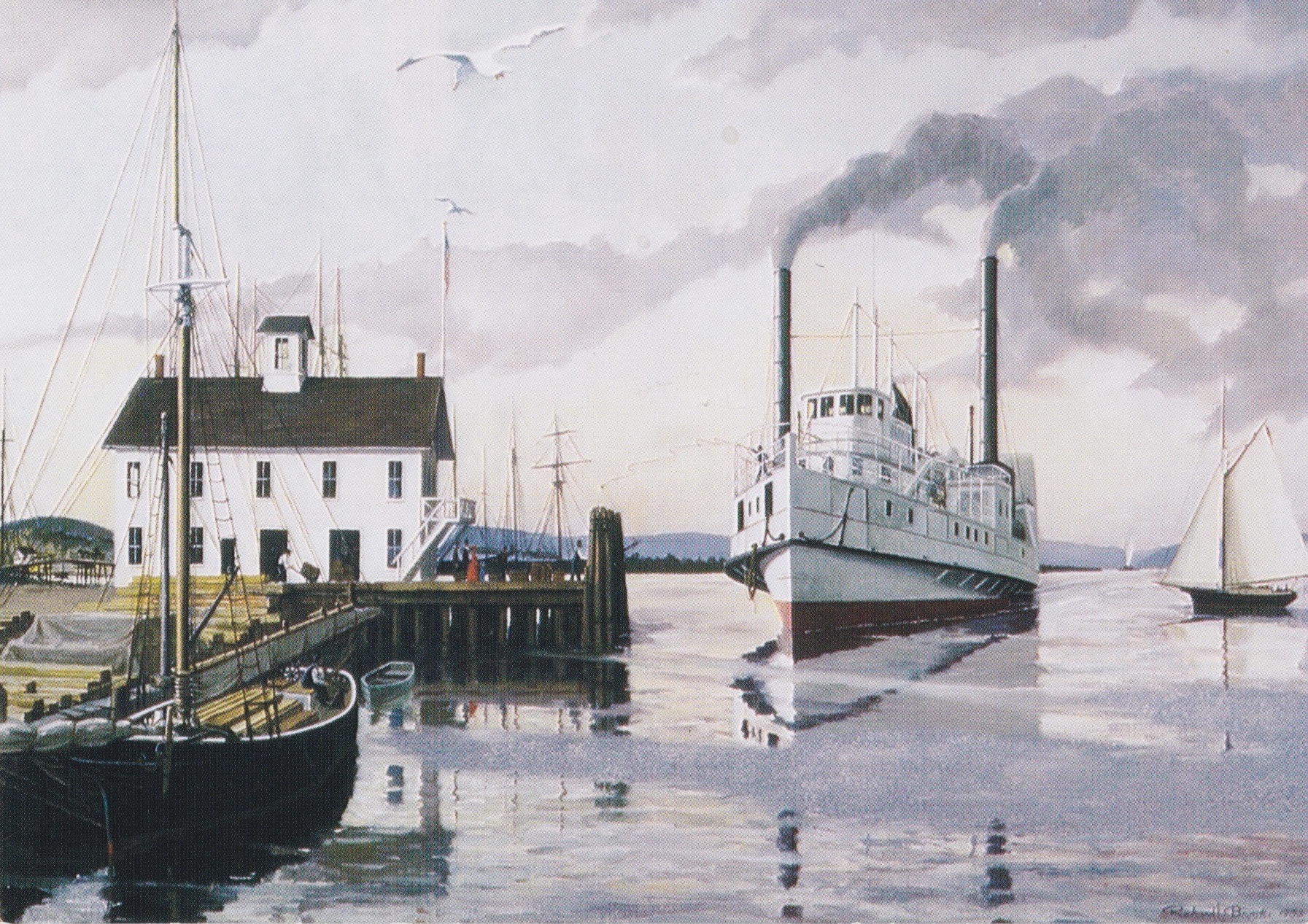 En målning av Richard Brooks, med titeln "Steamboat Dock".