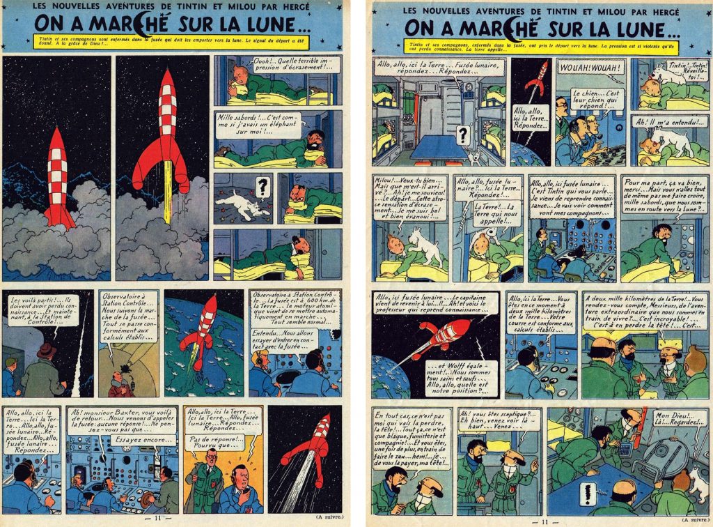 Det 55:e och 56:e införandet i Le Journal de Tintin. ©Hergé-Moulinsart