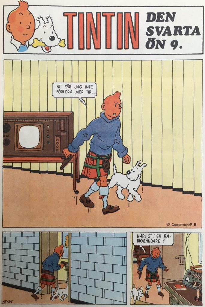 I Pelle Svanslös blev Tintin redigerad till serietidningsformatet (ur Nr 15, 1970). ©PIB