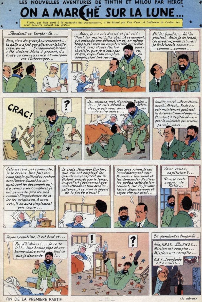 Sista sidan publicerad i Le Journal de Tintin den september 1950. ©Hergé-Moulinsart