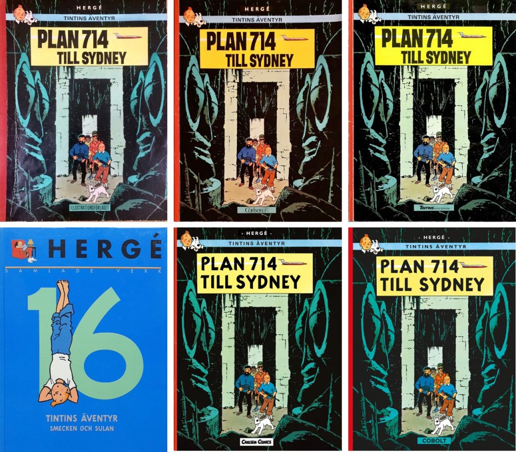 Plan 714 till Sydney har utkommit i flera utgåvor på svenska. ©Bonniers/Carlsen/Cobolt/Nordisk bok