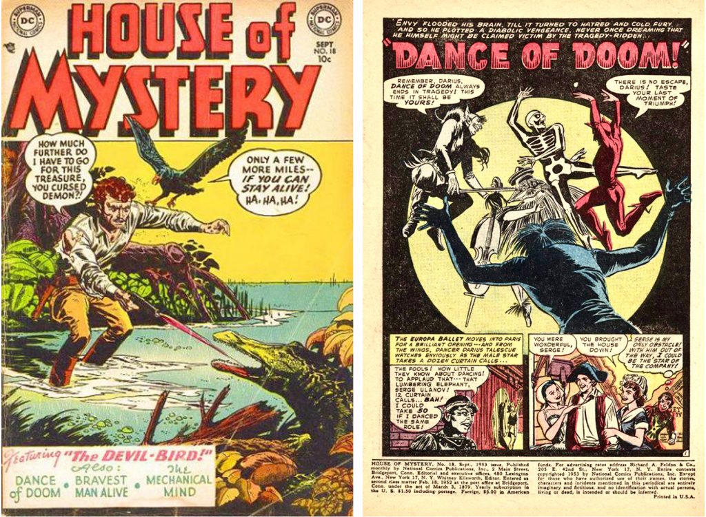 Starr tecknade serien ”Dance of Doom” i House of Mystery #18 (september 1953). ©DC Comics