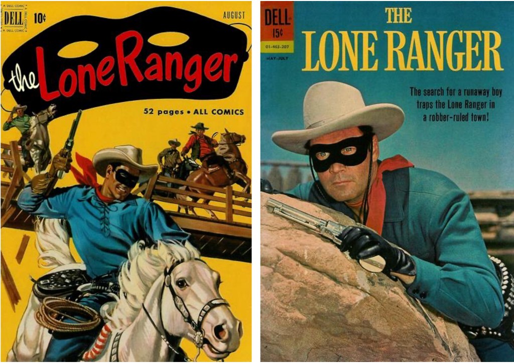 Omslag till The Lone Ranger #38 (1951) och #145 (1962). ©Dell