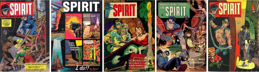 Omslag till The Spirit #1-5 (1952-54). ©Fiction House