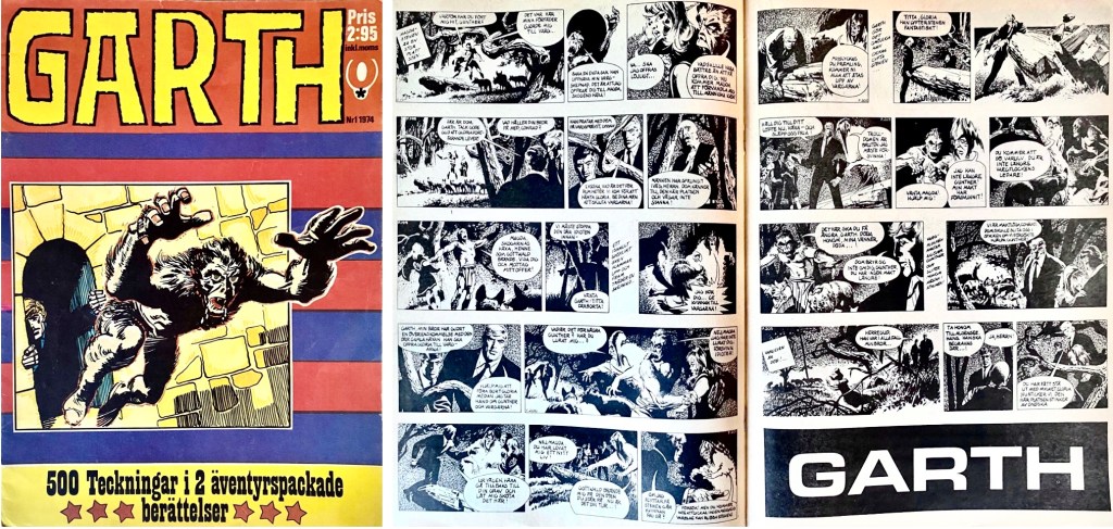 Omslag och ett uppslag till Garth (1974). ©RedClown/Daily Mirror