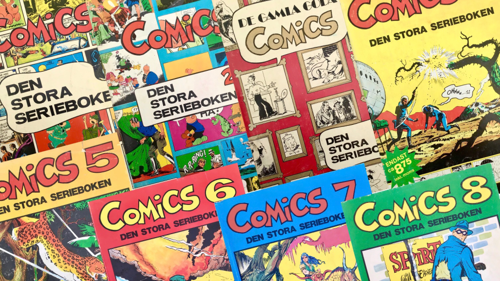 Comics, den stora serieboken, utkom med 8 utgåvor (1970-75) varav Karl-Alfred var en del av innehållet i den första och tredje. ©Illustrationsförlaget/Carlsen