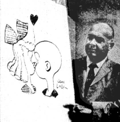 Serietecknaren John Liney föreläser om tecknade serier (1968).