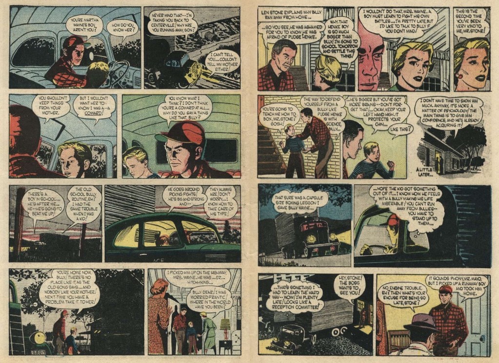Ett uppslag med sidorna 8-9 ur The Story of Martha Wayne #1 (1956). ©Argo/NEA