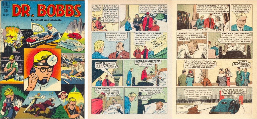 Omslag och ett uppslag ur Dr. Bobbs (Four Color Comic #212) från 1948. ©Dell/KFS