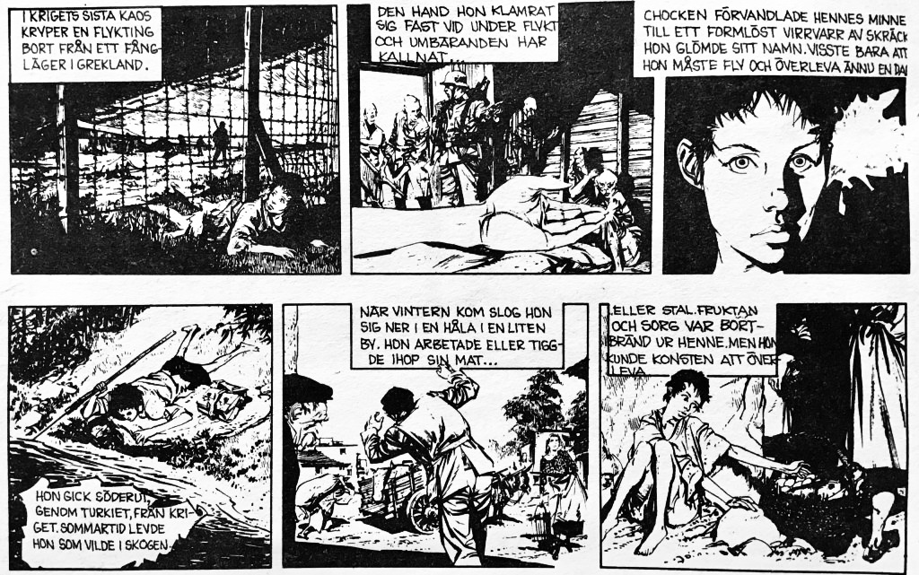 Inledande strippar ur Comics nr 5, från resumén Början på historien. ©Bulls