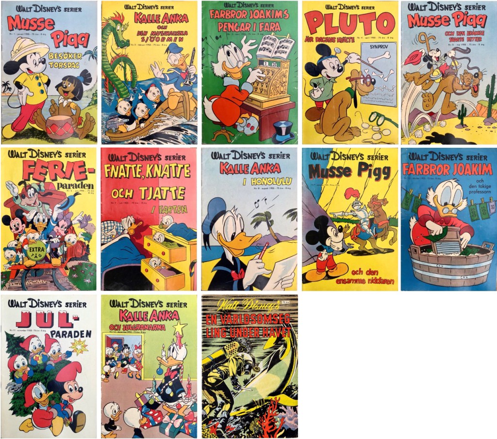År 1955 utkom tolv nummer med Walt Disney’s serier. ©Richters/Disney
