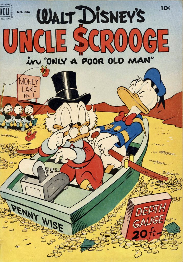 Omslag till Four Color Comic #386 (1952), Uncle Scrooge: Only a Poor Old Man. ©Dell/Disney