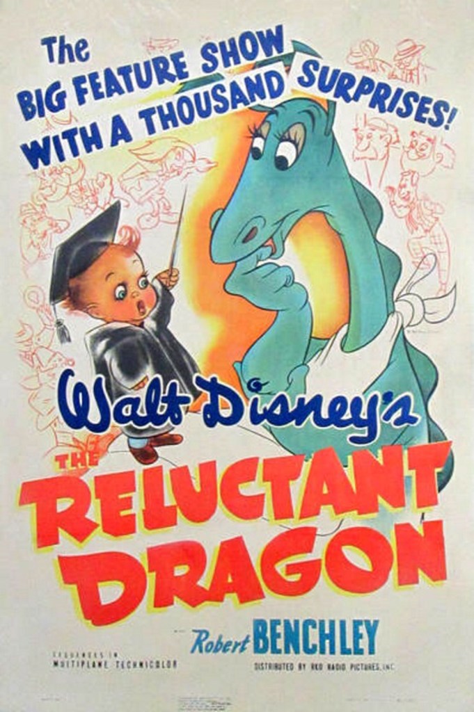 Filmaffisch till den animerade långfilmen The Reluctant Dragon (1941). ©Disney