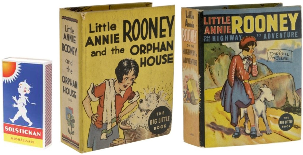 Big Little Book #1117 Little Annie Rooney and the Orphan House (1936) och #1406 Little Annie Rooney on the Highway to Adventure (1938). ©Whitman