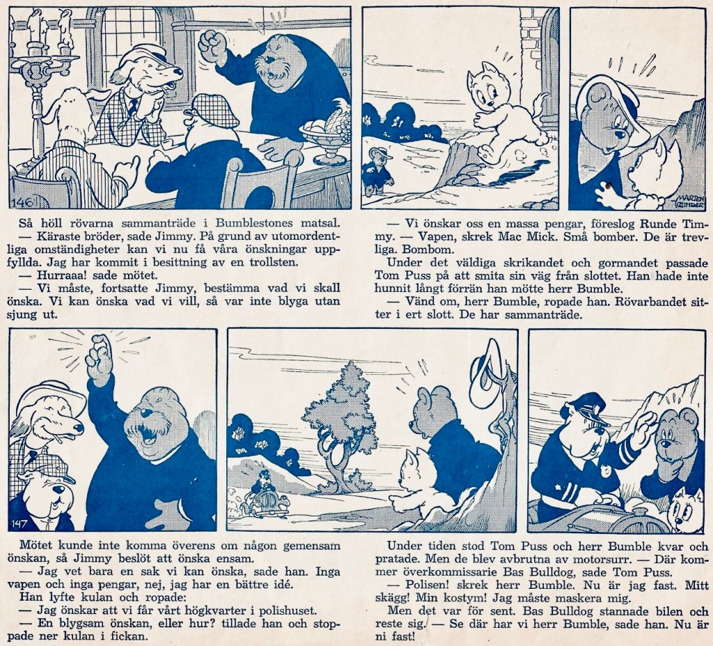En sida ur julalbumet 1951 med stripp 146 och 147. ©STA