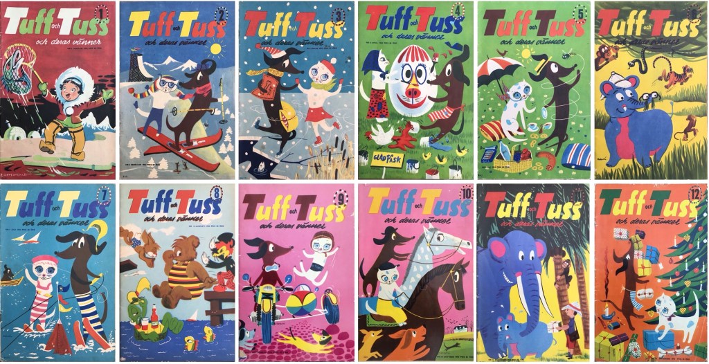 Omslag till Tuff och Tuss 1954. ©Serieförlaget