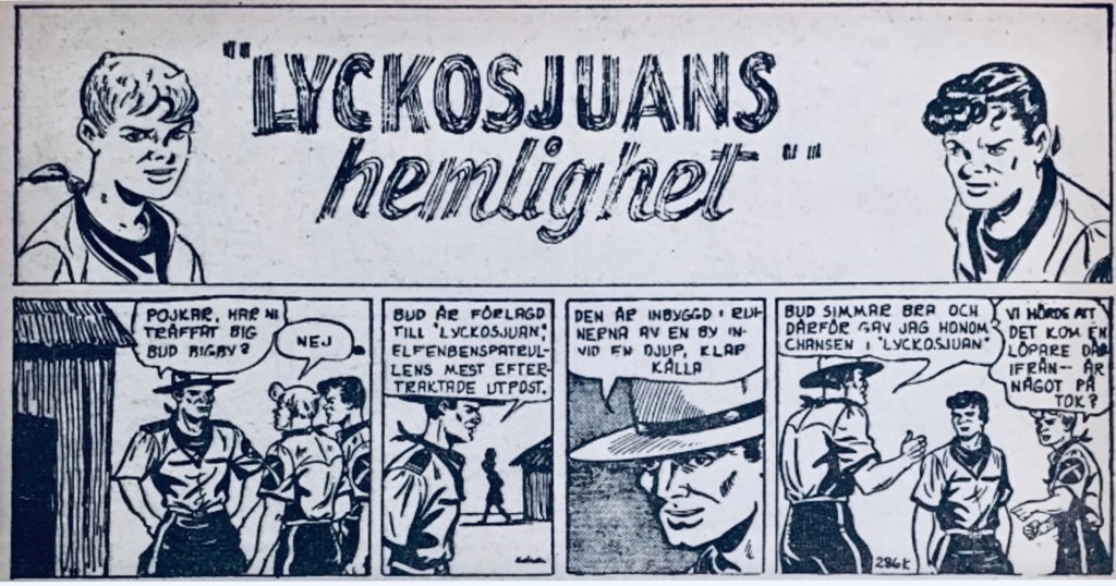 Inledningen till Lyckosjuans hemlighet i Spud& Co nr 1, 1964. ©Bulls