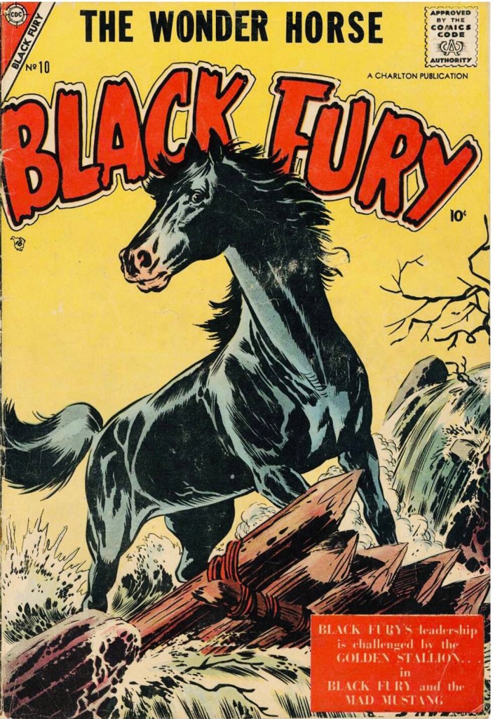 Omslaget för Höken nr 42/58 var hämtat från Black Fury #10 (1957). ©Farrell
