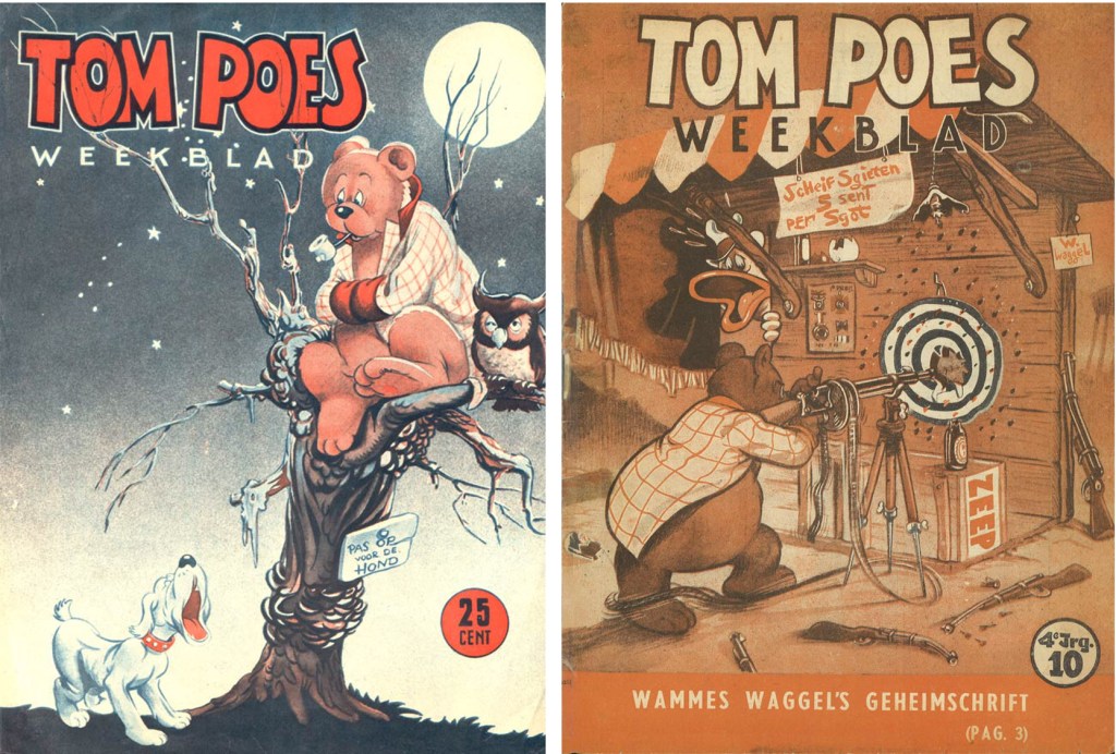 Ett par omslag från första resp. fjärde årgången av Tom Poes Weekblad. ©Toonder Studios