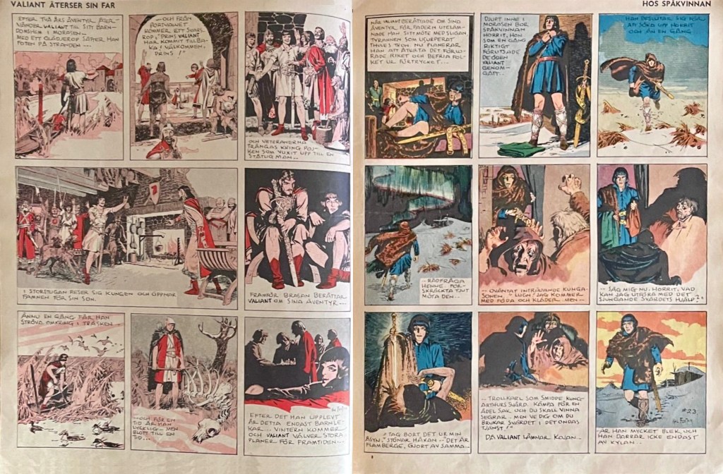 Ett uppslag ur Prins Valiant julalbum (1944). ©Bulls