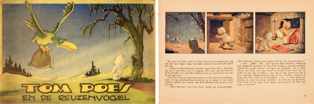Omslag till en utgåva med det sjunde äventyret, De reuzenvogel (” Jättefågeln”), och en sida ur inlagan. ©STA