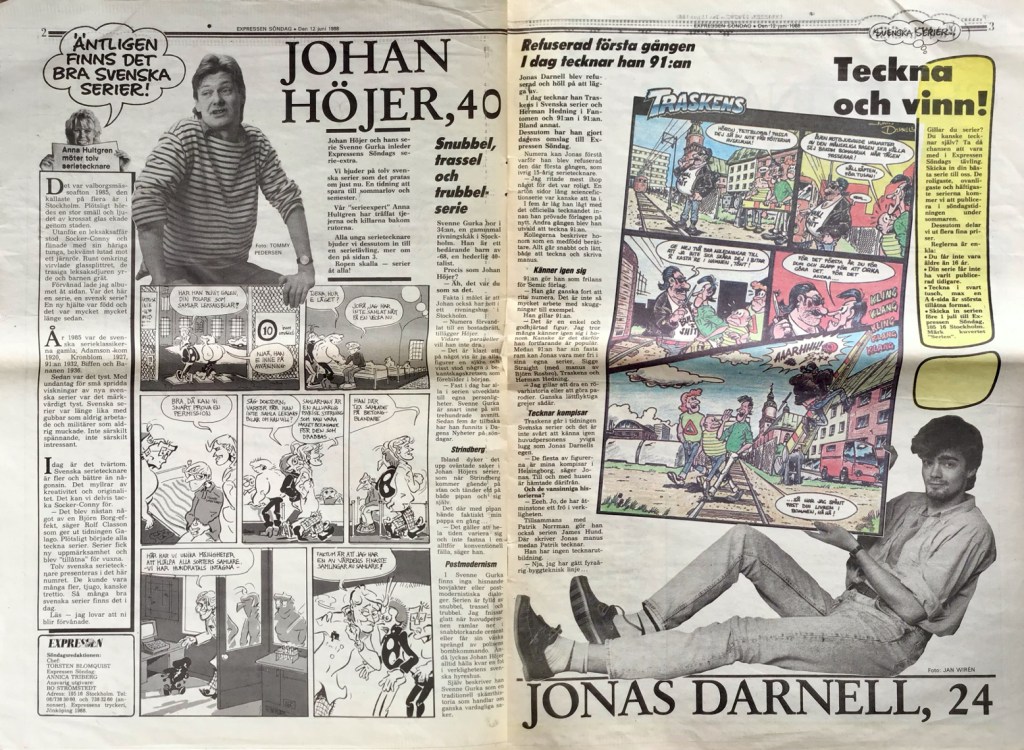 Det första uppslaget i Vår sköna serievärld presenterar Johan Höjer och Jonas Darnell. ©Expressen