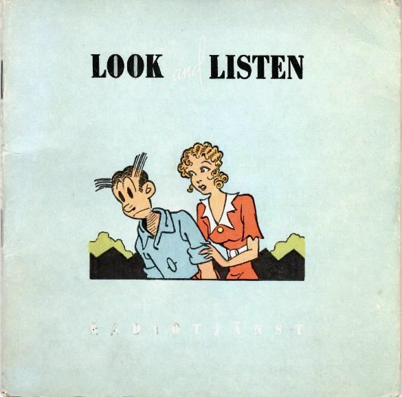 Engelskakurs i radio 1949, med Blondie och Dagobert. ©Radiotjänst