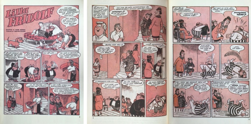 Inledande sidor till den första serien i Lilla Fridolf nr 1, 1960. ©Bjarre