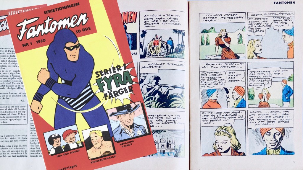 Klicka på bilden för att läsa mer om serietidningen Fantomen nr 1, 1950. ©Serieförlaget