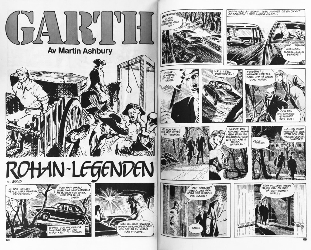 Garth av Jim Edgar och John Allard, ur Agent X9 nr 7, 1985. Roman-legenden (The Rohan legend) var den 60:e episoden, ursprungligen publicerad som dagsstrippar från 23 april till 1 augusti 1969. ©Semic/Bulls