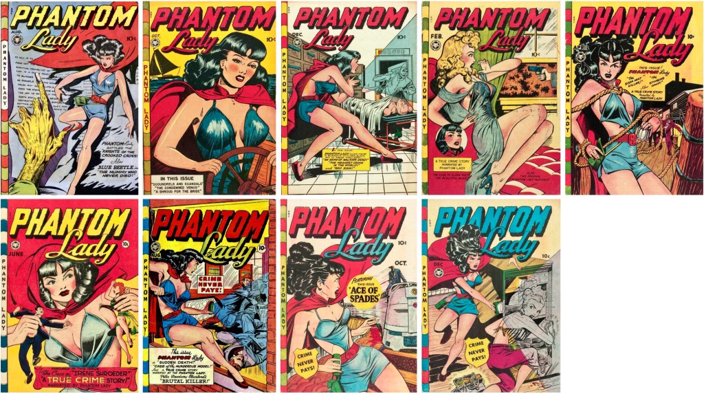 Omslag till Phantom Lady #13-21 (1947-48). ©Fox
