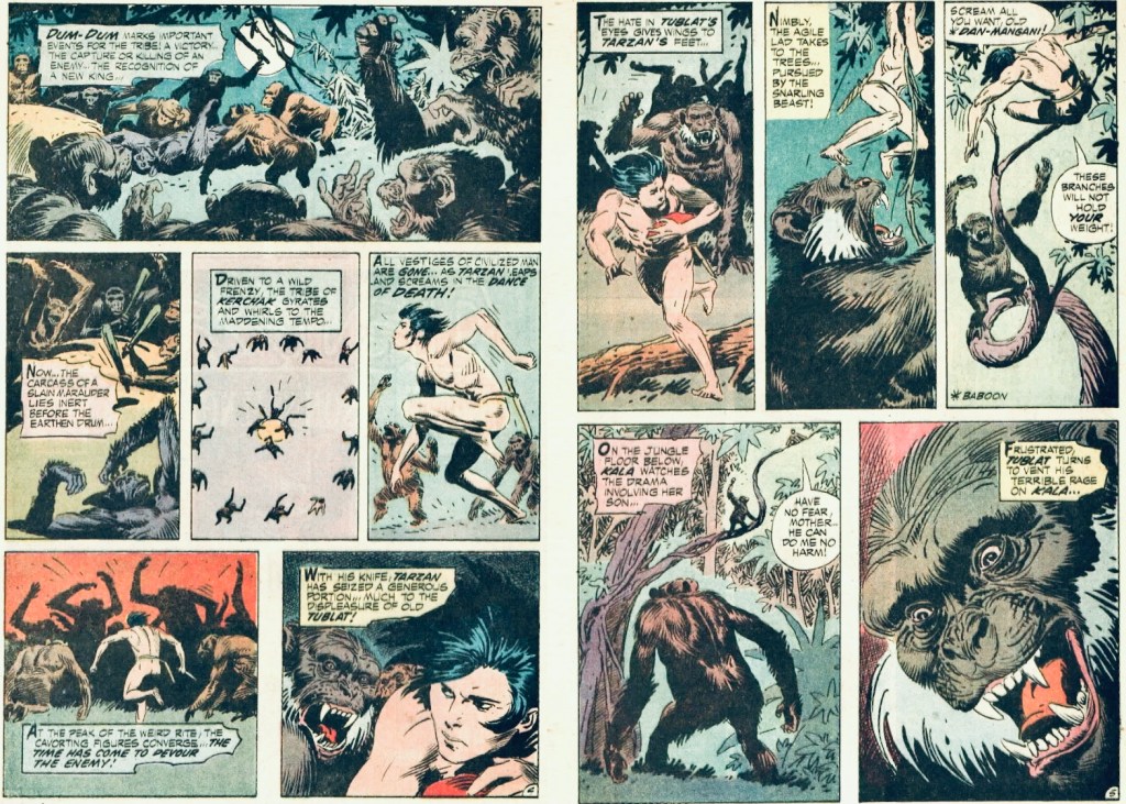 Efterföljande uppslag ur Tarzan #208 (1972). ©DC/ERB