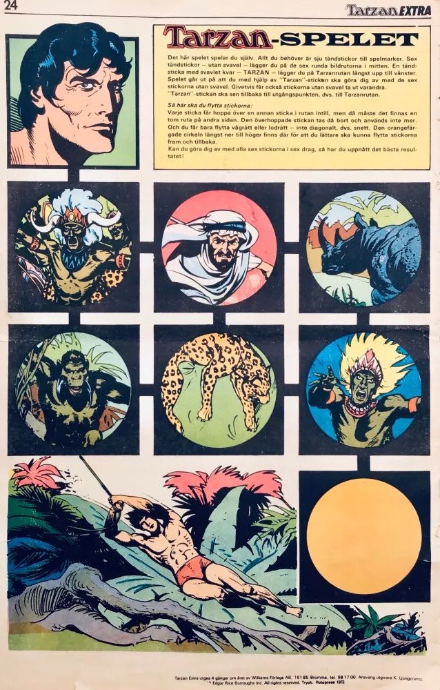 Omslagets baksida på Tarzan Extra nr 2, 1972. ©Williams/ERB 