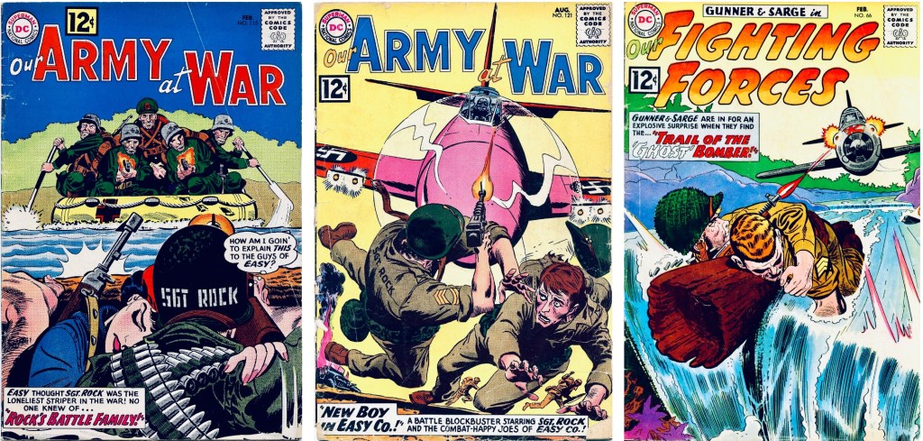 Inspirationen till tavlan är tagen ur Our Army at War #115 och 121 (1962) och Our Fighting Forces #66 (1962). ©DC 