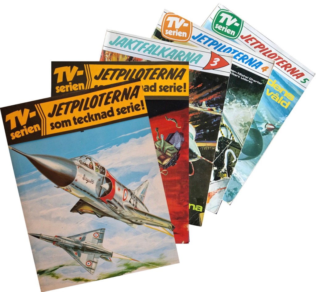 De två sista seriealbumen fick titeln TV-serien Jetpiloterna, och äldre album fick en banderoll med den nya titeln. ©Semic