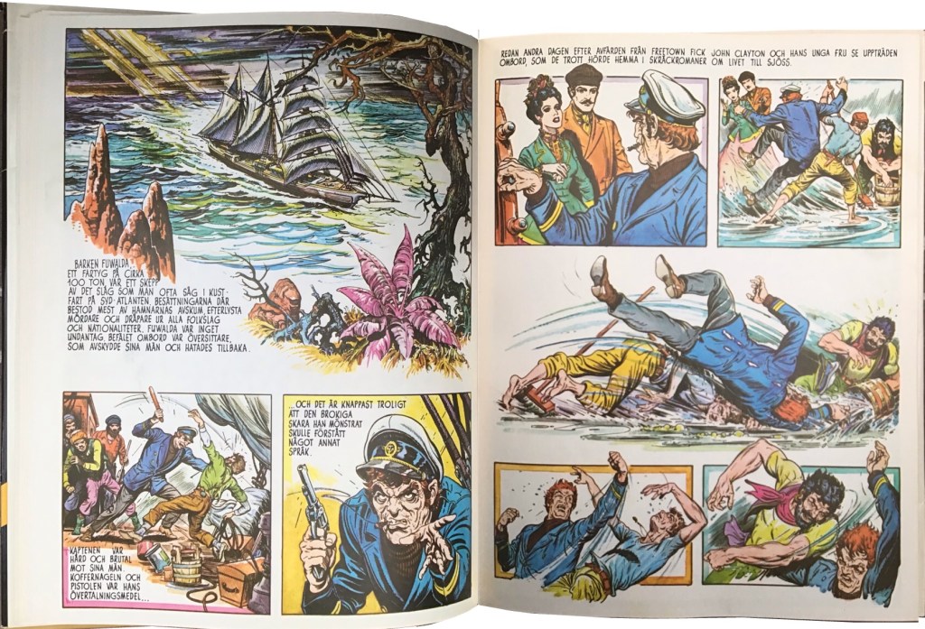 Inledande uppslag ur Tarzan, apornas son (1973), kapitel I. ©ERB