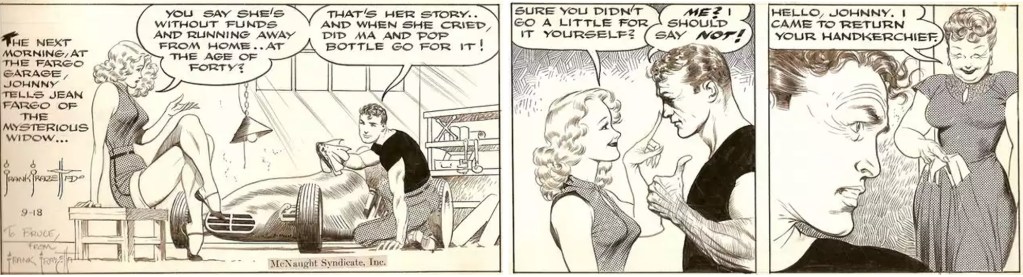 Original till en dagsstripp från 18 september, 1952, om hur Johnny träffat och pratat med änkan (något som saknas i Buffalo Bill). ©McNaught