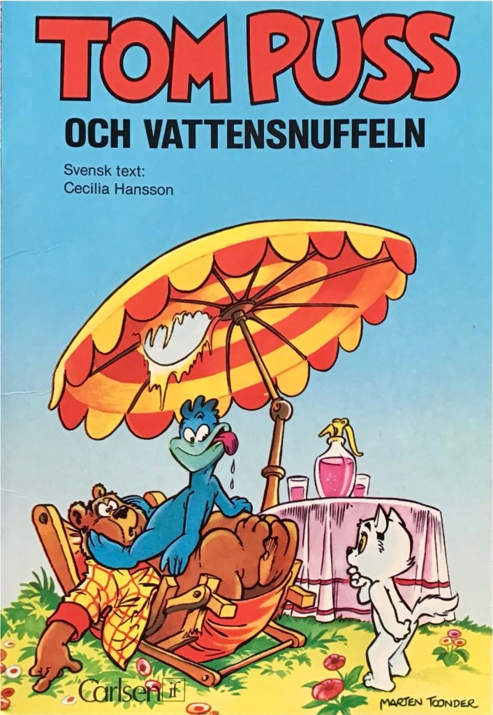 Omslag till Tom Puss och vattensnuffeln (1983). ©Carlsen/if