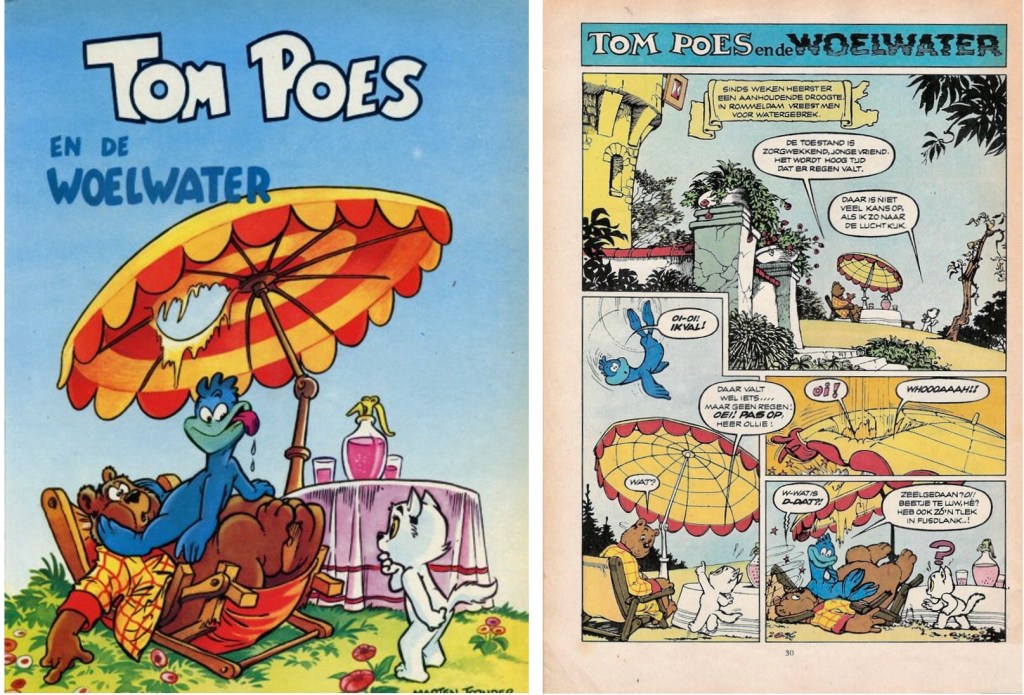 Omslag och inledningssida i original till ’Tom Poes en de woelwater’ med ’Bommel en Tom Poes’ ur serietidningen Donald Duck nr 52, 1967. ©STA