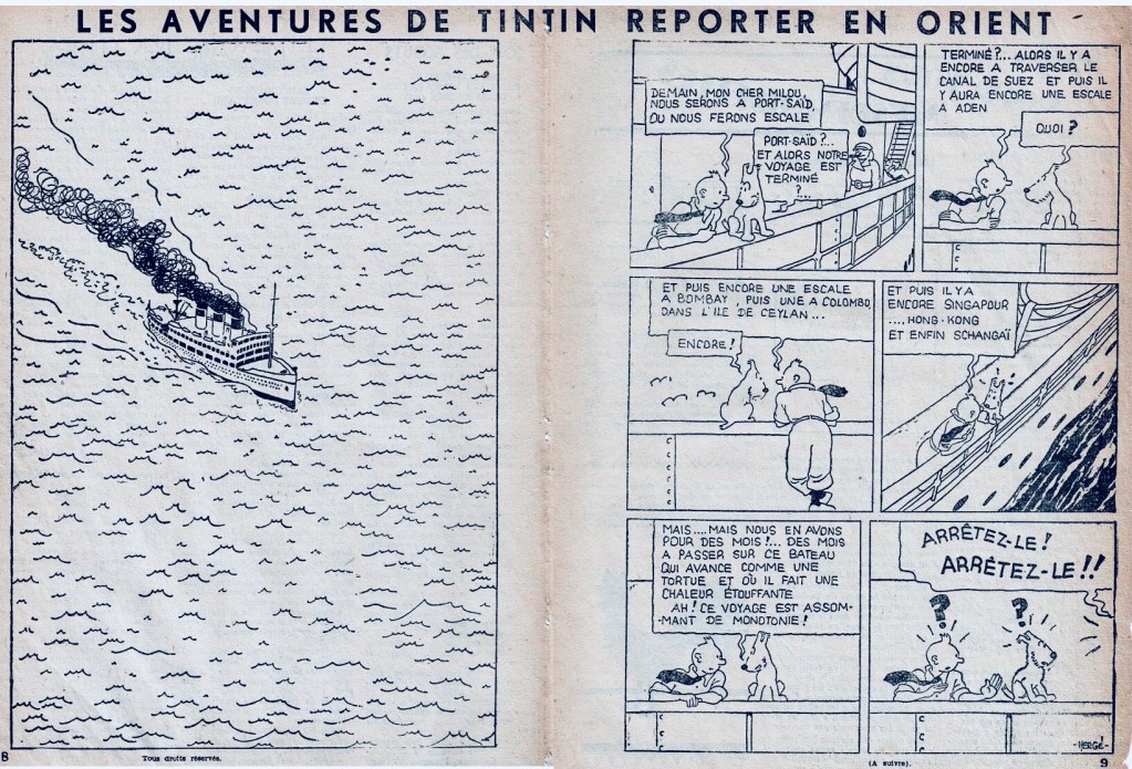 Inledande uppslag i Le Petit Vingtième från 8 december 1932. ©XXe Siècle