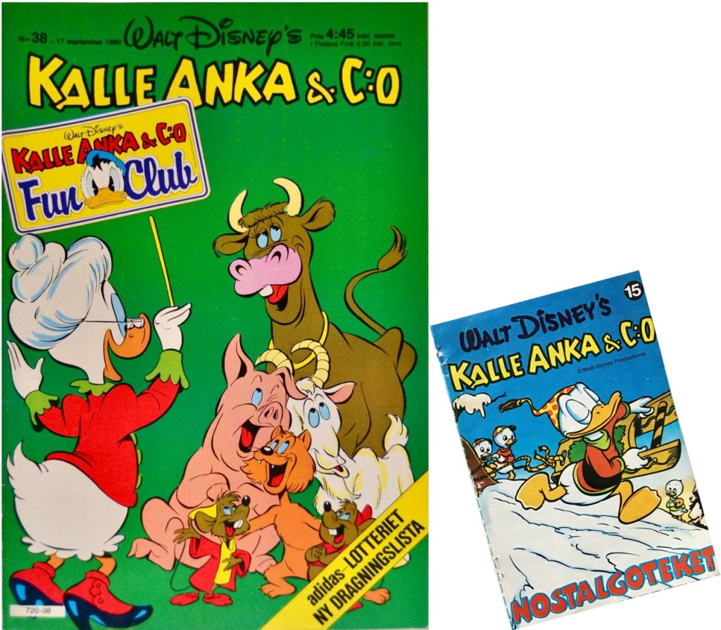Omslag till Kalle Anka & C:o nr 38, 1980, och bilagan Nostalgoteket. ©Disney