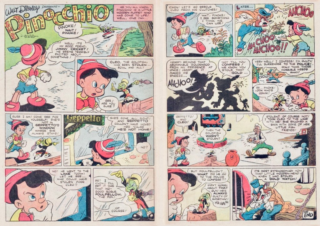 Motsvarande uppslag ur Walt Disney’s Comics and Stories #109 (1949). ©Disney