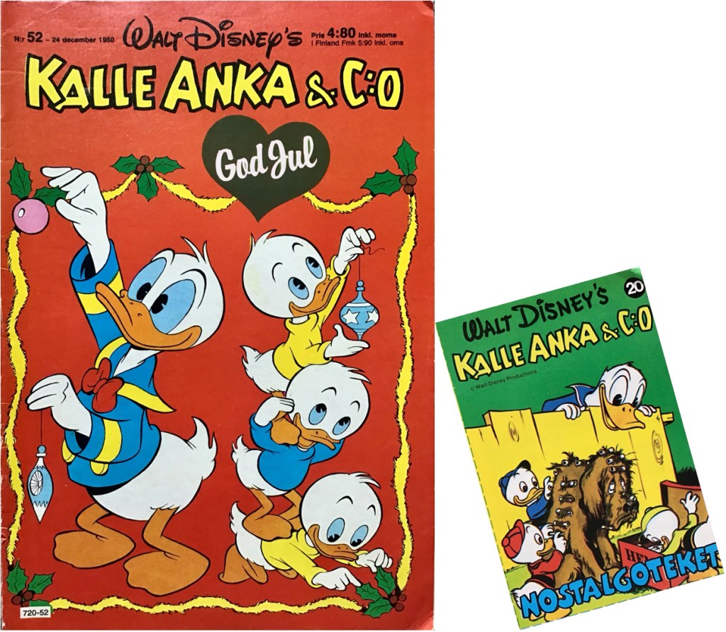 Omslag till Kalle Anka & C:o nr 52, 1980, och bilagan Nostalgoteket. ©Disney