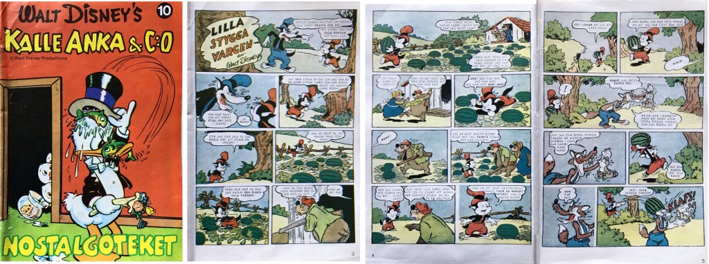 Omslag, och inledande sidor med Lilla stygga vargen, ur Nostalgoteket nr 10 från bilagan till Kalle Anka & C:o nr 29, 1980. ©Disney